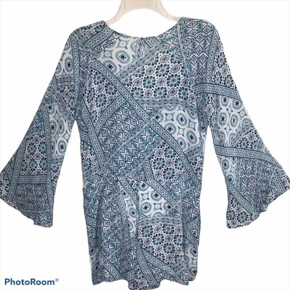 L*Space Aubry Romper Patchwork Boho Blue Size XS - Picture 3 of 11